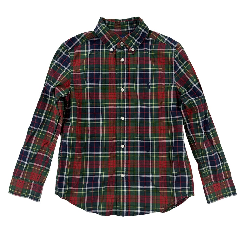 Ralph Lauren Shirt Kids 7 Multicolor Plaid Long Sleeve Button Up Stretch Cotton